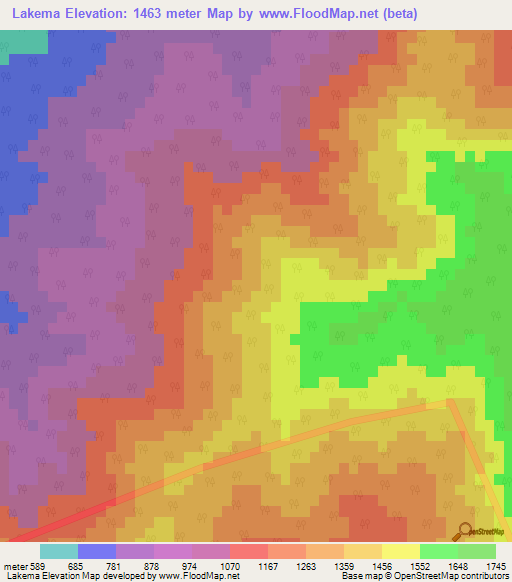 Lakema,India Elevation Map