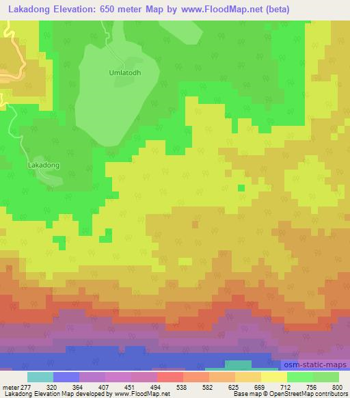 Lakadong,India Elevation Map