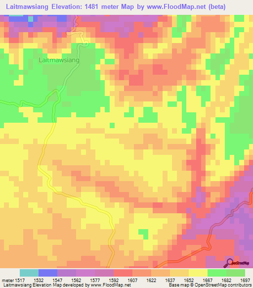 Laitmawsiang,India Elevation Map