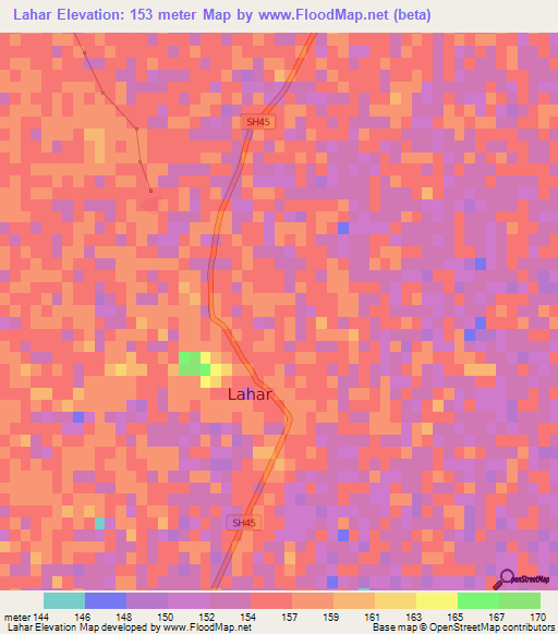 Lahar,India Elevation Map