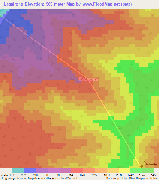Lagairong,India Elevation Map