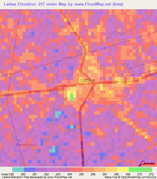 Ladwa,India Elevation Map