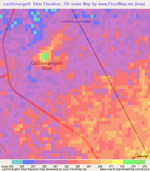 Lachhmangarh Sikar,India Elevation Map