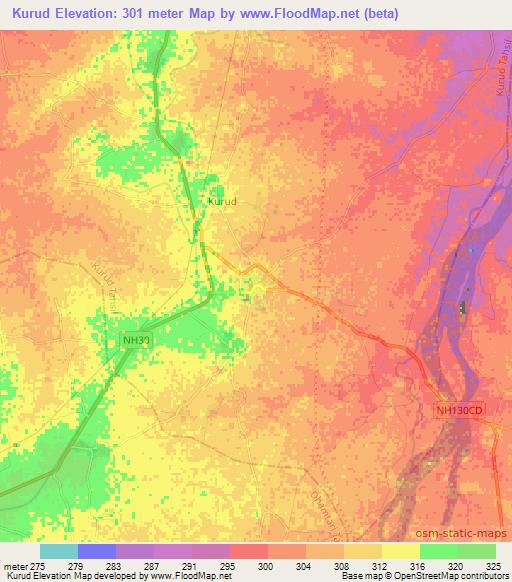 Kurud,India Elevation Map