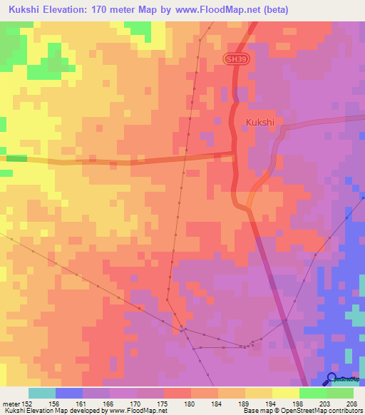 Kukshi,India Elevation Map