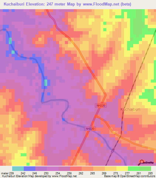 Kuchaiburi,India Elevation Map