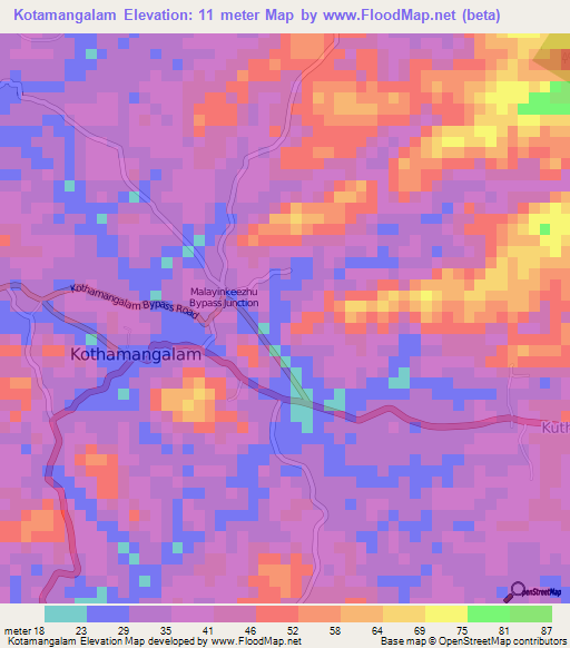 Kotamangalam,India Elevation Map
