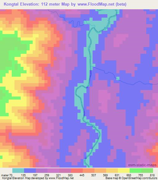 Kongtal,India Elevation Map
