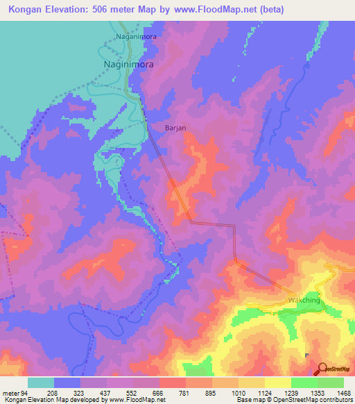 Kongan,India Elevation Map