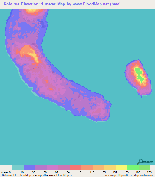 Kola-rue,India Elevation Map