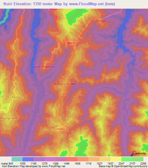 Koiri,India Elevation Map