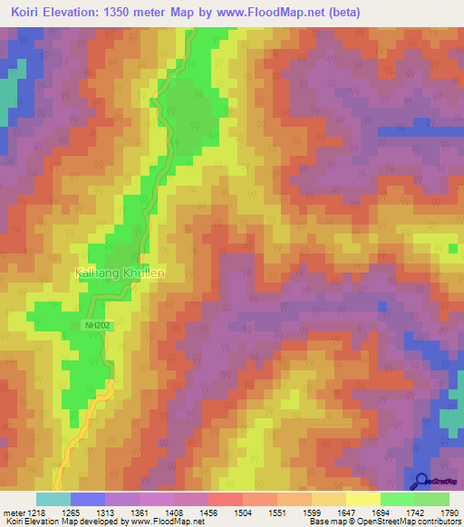 Koiri,India Elevation Map