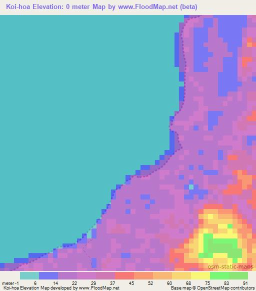 Koi-hoa,India Elevation Map