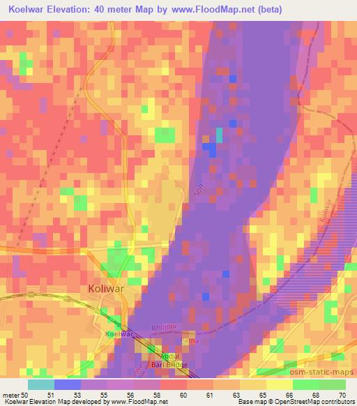 Koelwar,India Elevation Map