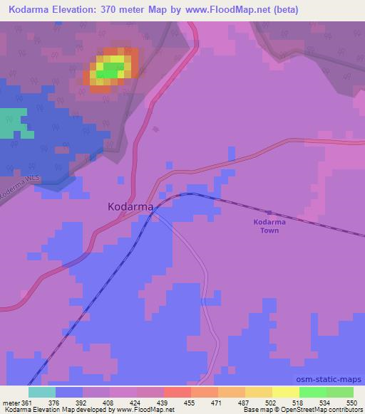 Kodarma,India Elevation Map