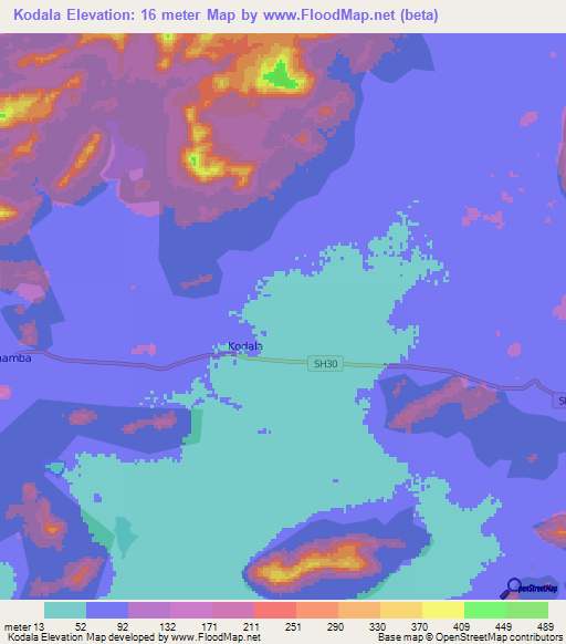 Kodala,India Elevation Map