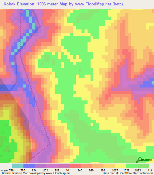 Kobak,India Elevation Map
