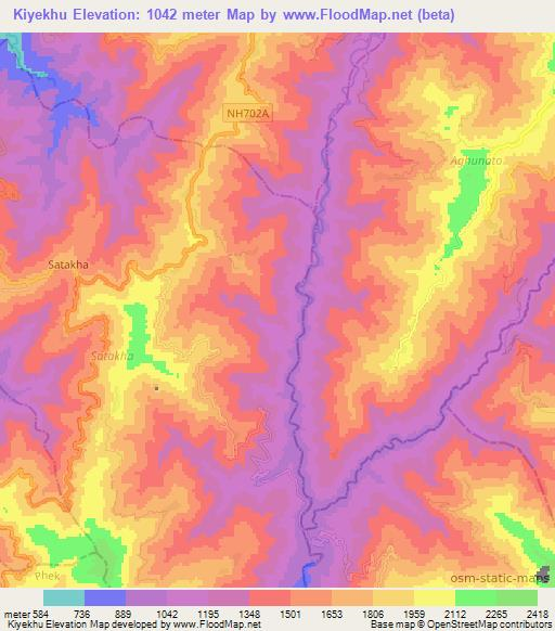 Kiyekhu,India Elevation Map
