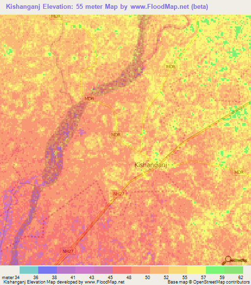 Kishanganj,India Elevation Map