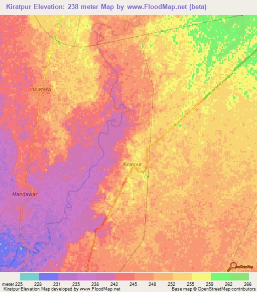 Kiratpur,India Elevation Map