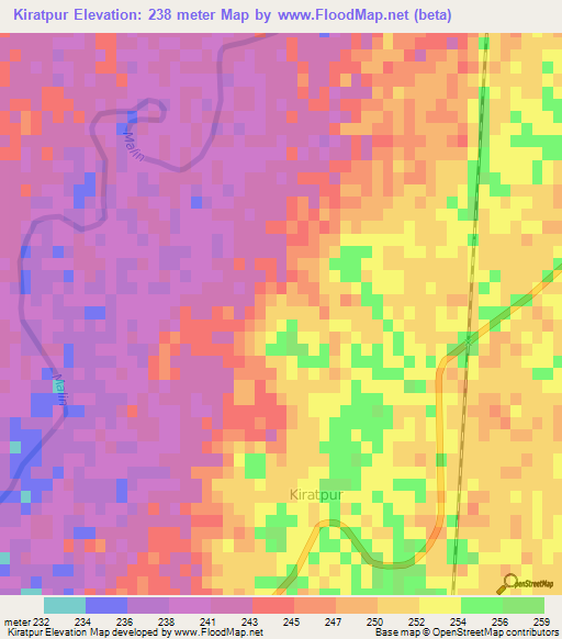 Kiratpur,India Elevation Map