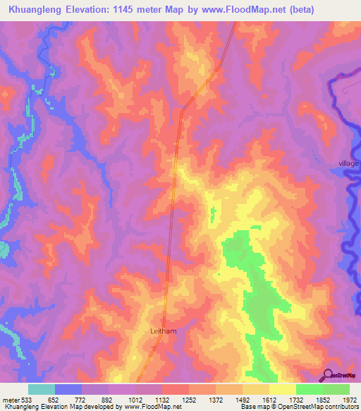 Khuangleng,India Elevation Map
