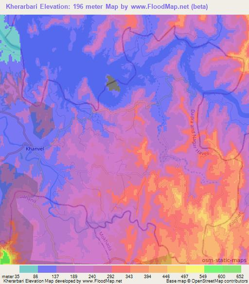 Kherarbari,India Elevation Map