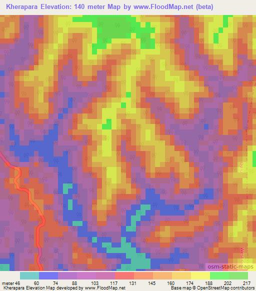 Kherapara,India Elevation Map