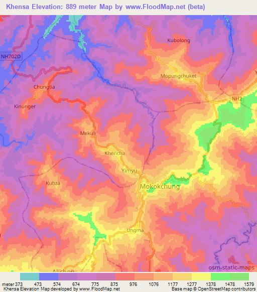 Khensa,India Elevation Map