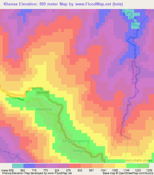 Khensa,India Elevation Map