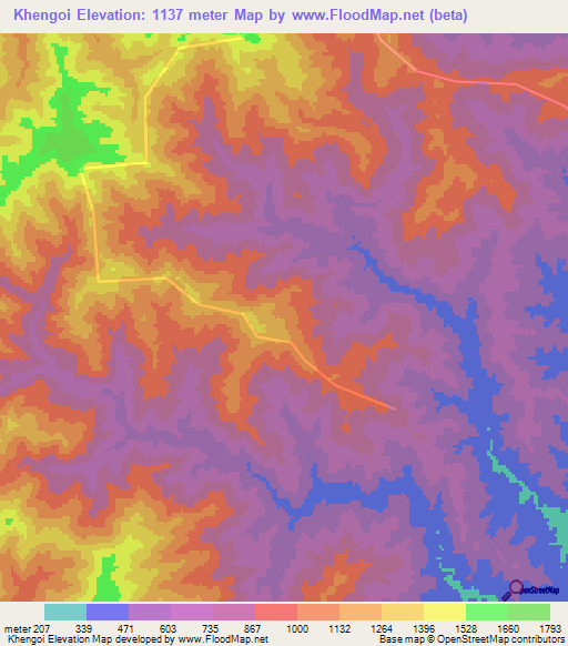 Khengoi,India Elevation Map