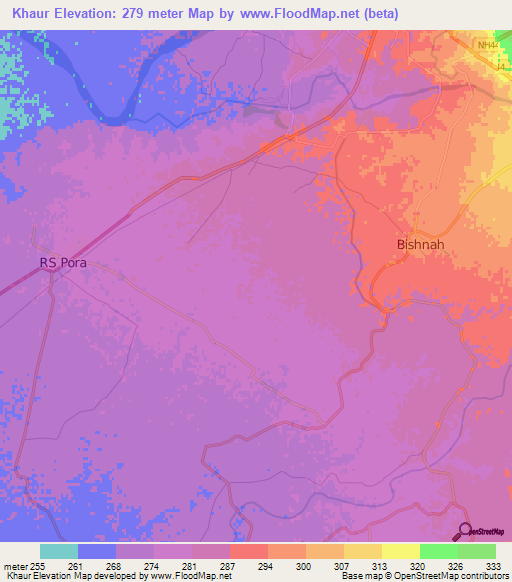 Khaur,India Elevation Map