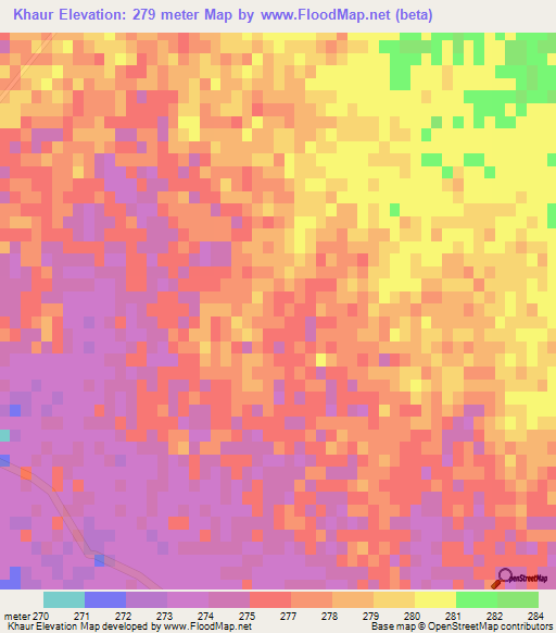 Khaur,India Elevation Map