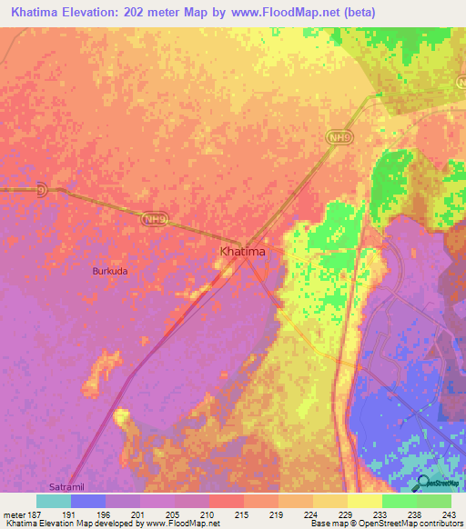 Khatima,India Elevation Map