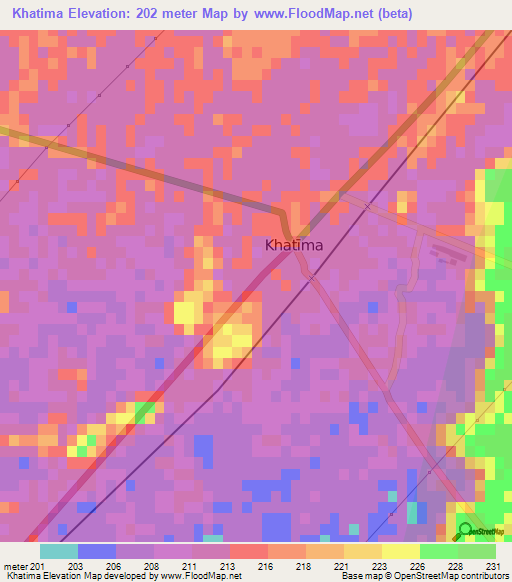 Khatima,India Elevation Map