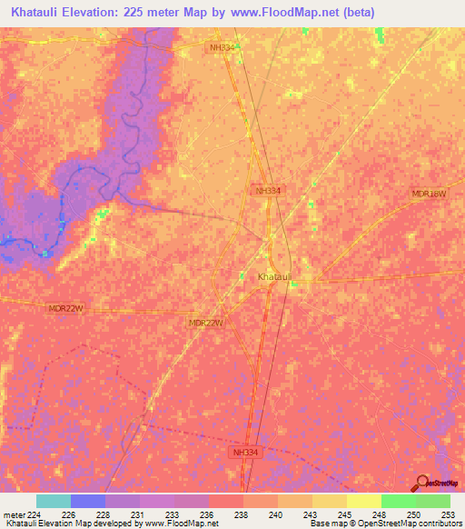 Khatauli,India Elevation Map
