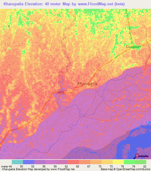 Kharupatia,India Elevation Map