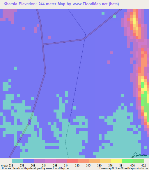 Kharsia,India Elevation Map