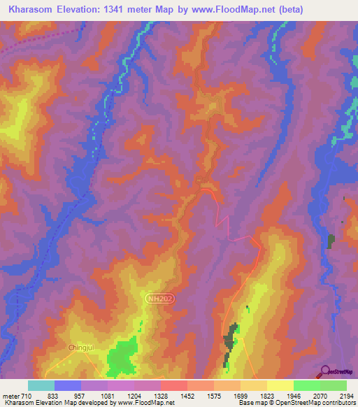 Kharasom,India Elevation Map