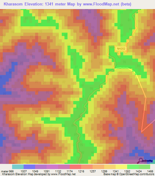 Kharasom,India Elevation Map