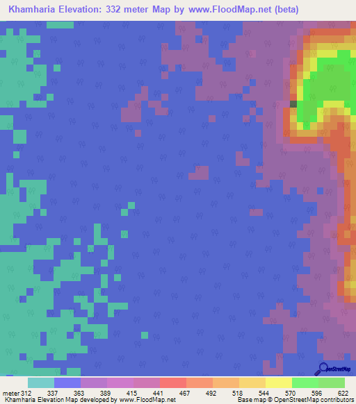 Khamharia,India Elevation Map