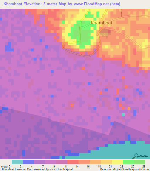 Khambhat,India Elevation Map