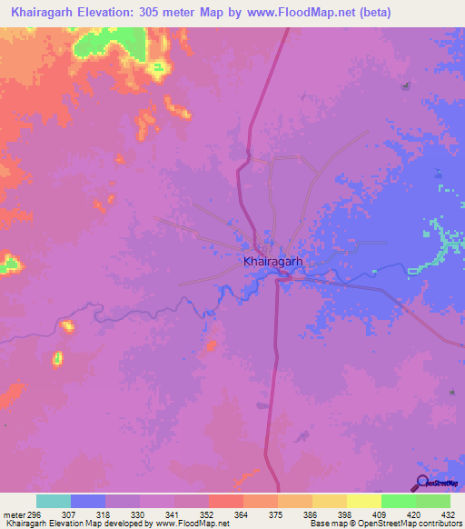 Khairagarh,India Elevation Map