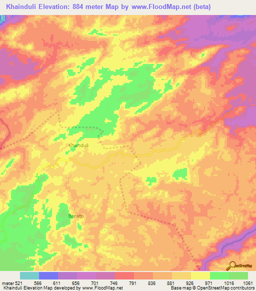 Khainduli,India Elevation Map