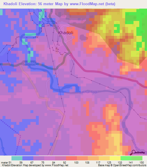 Khadoli,India Elevation Map