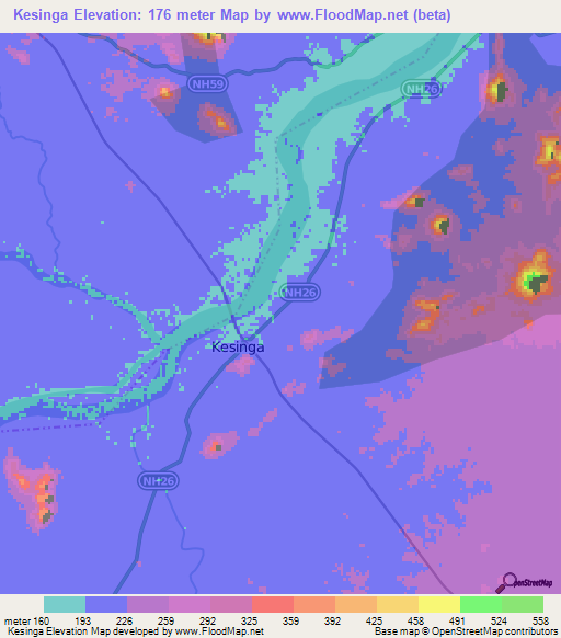 Kesinga,India Elevation Map