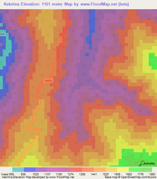 Kekrima,India Elevation Map