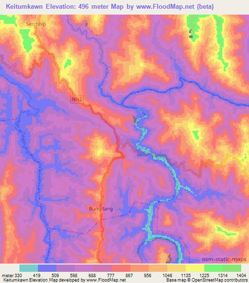 Keitumkawn,India Elevation Map