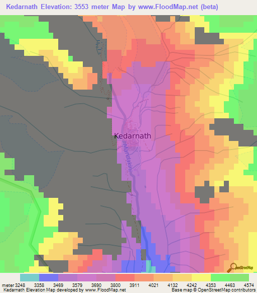 Kedarnath,India Elevation Map