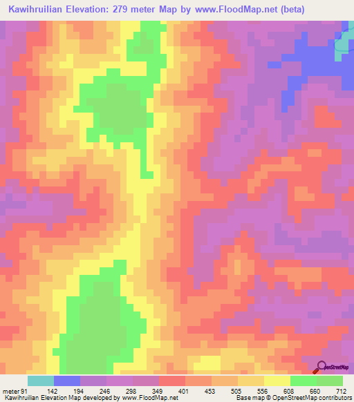 Kawihruilian,India Elevation Map
